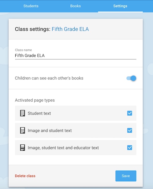 page type settings